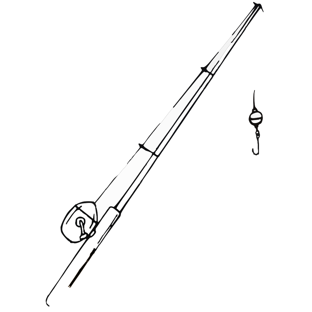 Fishing Rod Clipart Black And White - Easy Fishing Pole Drawing - Free  Transparent PNG Download - PNGkey