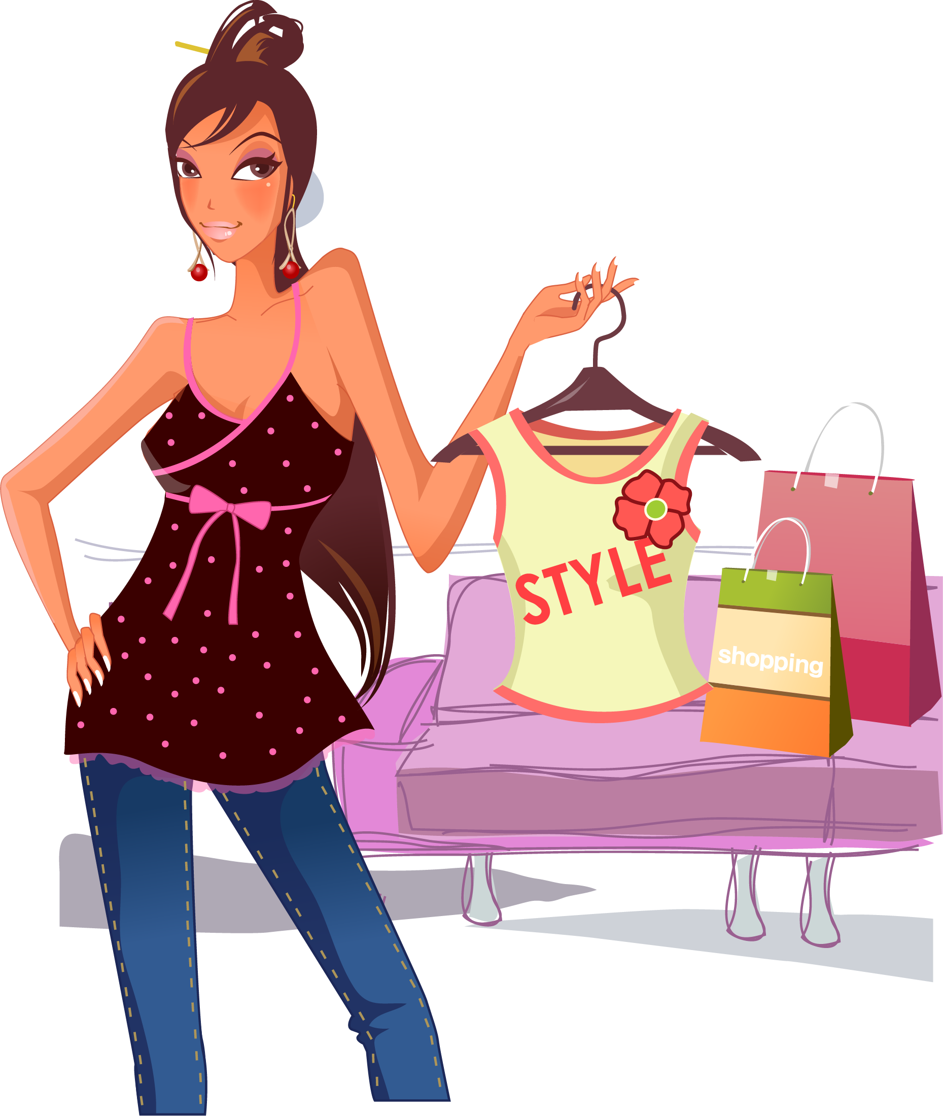 Free: Girl Shopping Clipart Transparent - Fashion Girl Clipart Png 