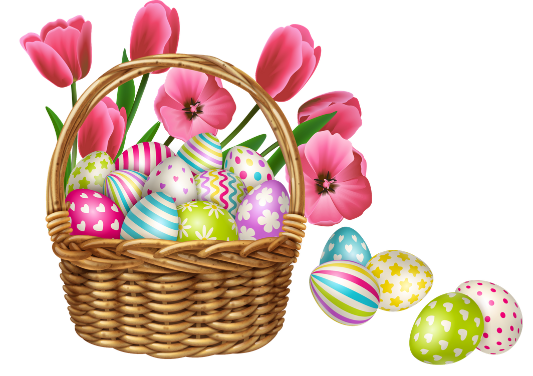 Easter Eggs in Basket PNG Transparent Clipart​