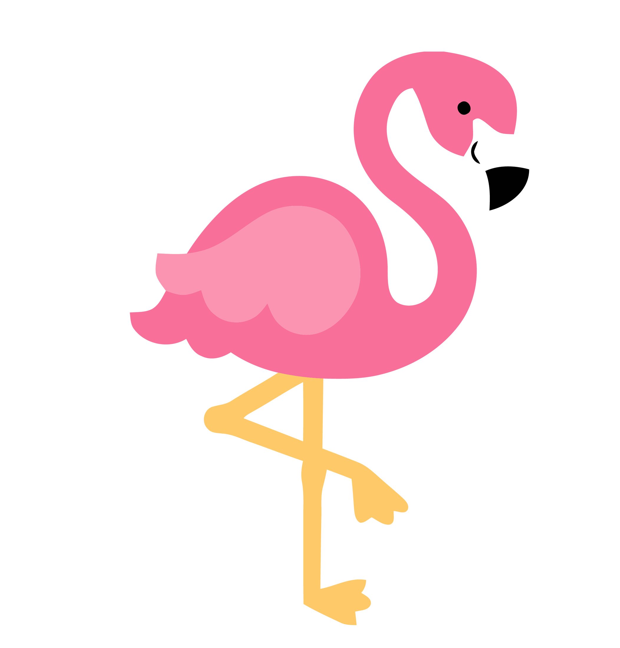 Bird Clipart-pink flamingo bird standing on one leg