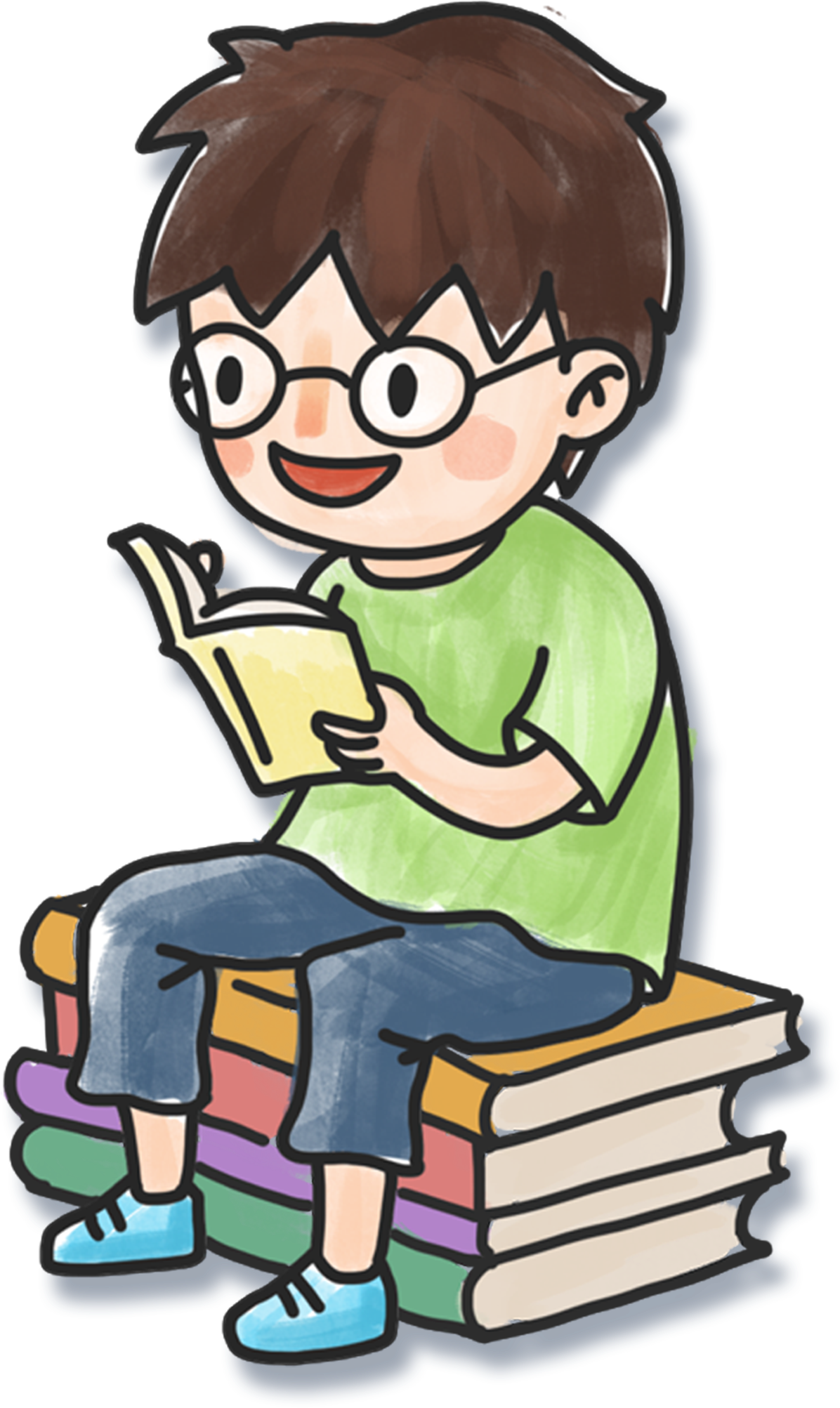 boy reading book clipart