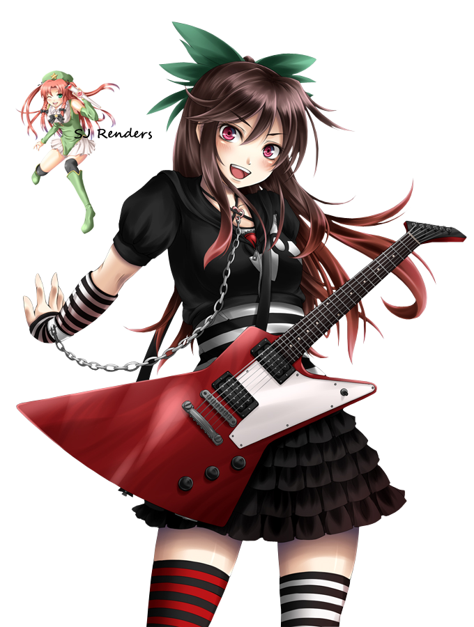 anime punk girl with guitar