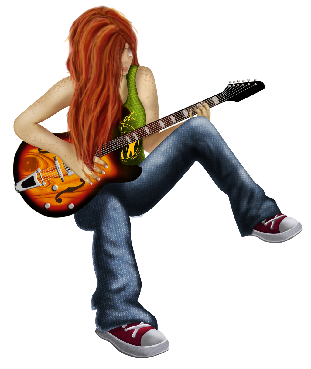 Anime Girl Playing Electric Guitar