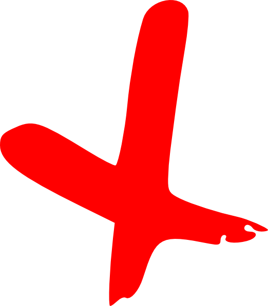 Red cross mark, NO sign on transparent background Stock