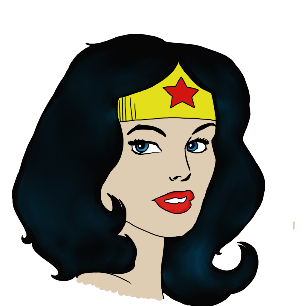 Funny wonder woman cartoon Royalty Free Vector Image