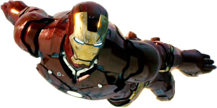 iron man flying white background