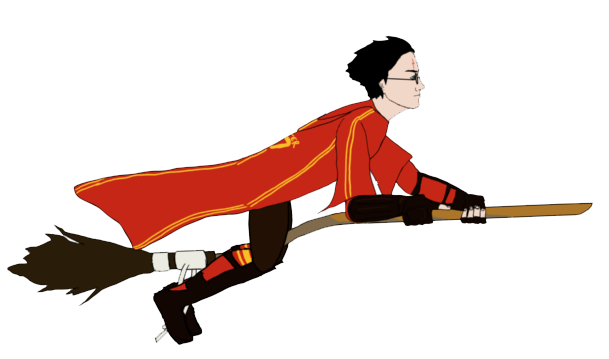 cartoon harry potter on broom