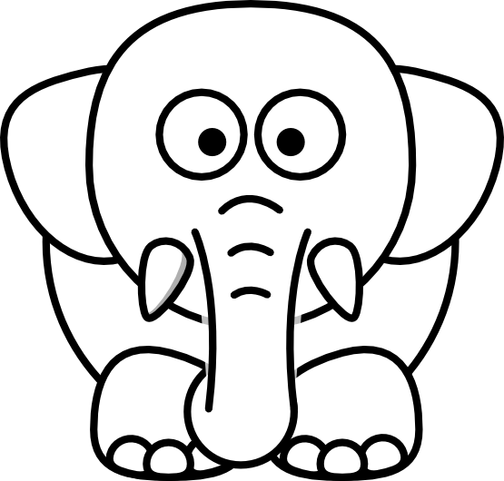 black and white elephant clipart