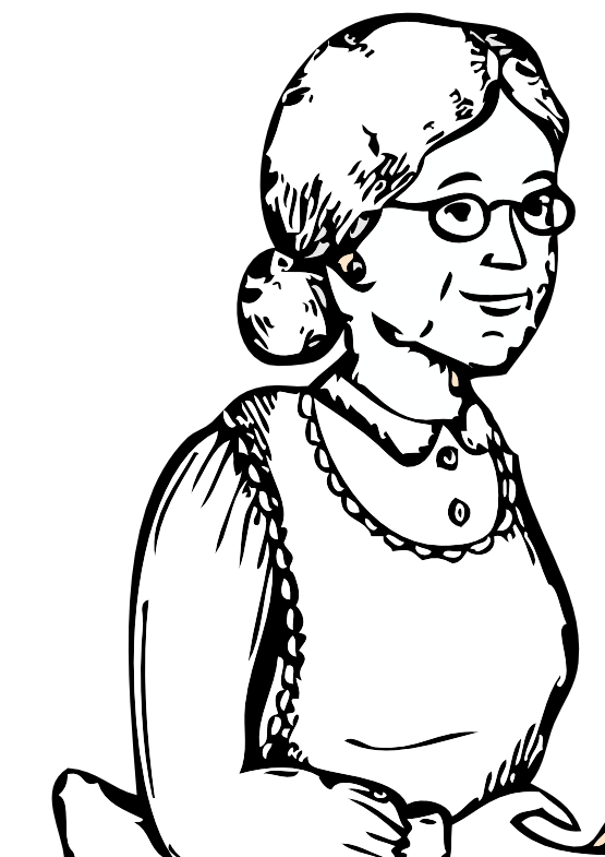 grandmother black and white clipart