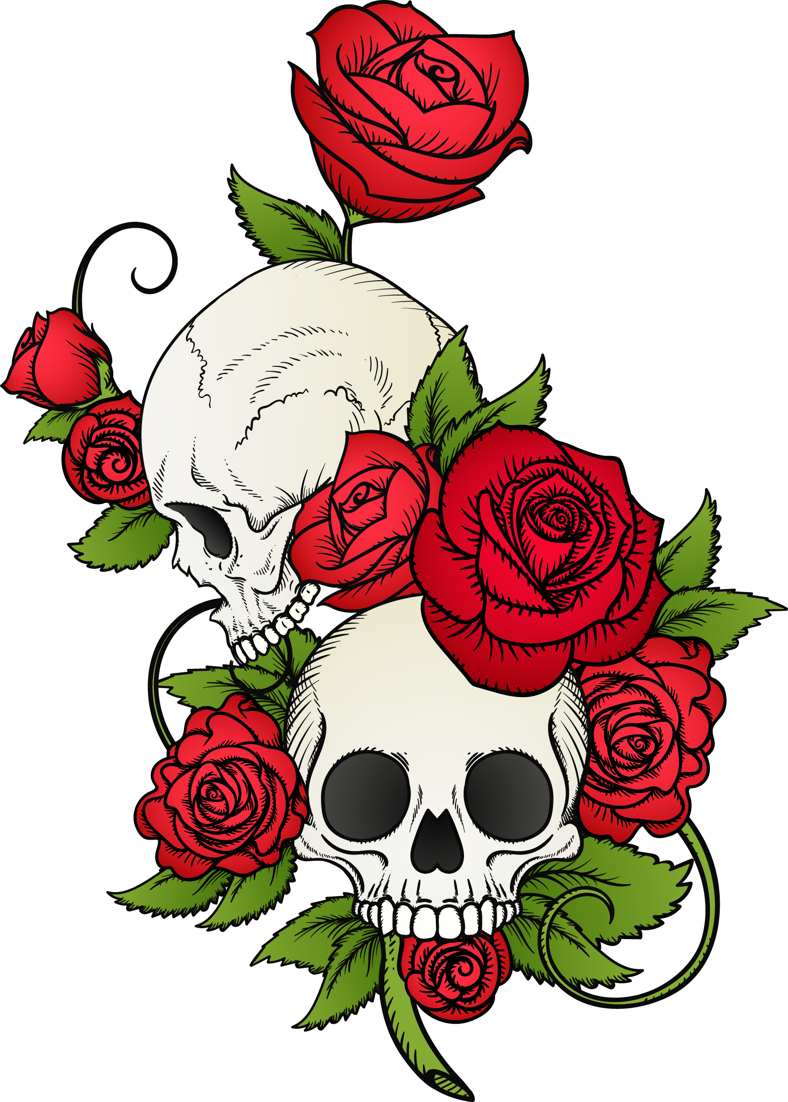 flower hand skull t-shirt design free vector