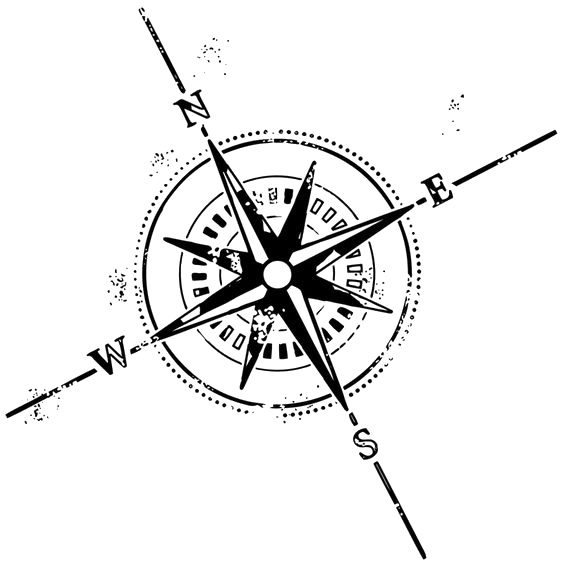 compass rose black and white tattoo