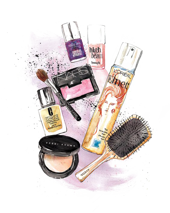 drawing of makeup products