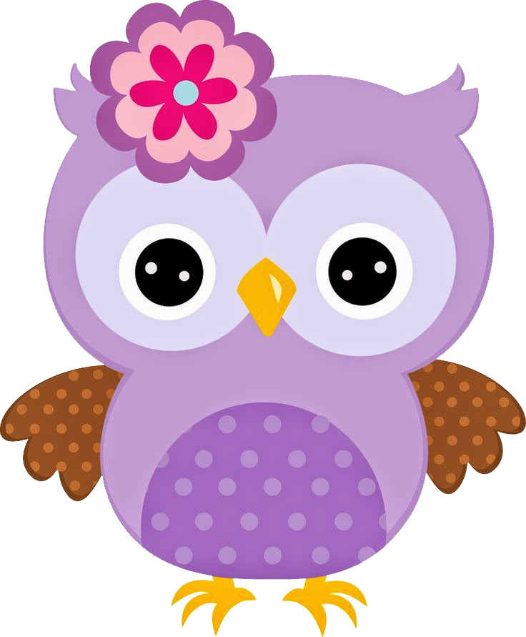 purple cartoon owls