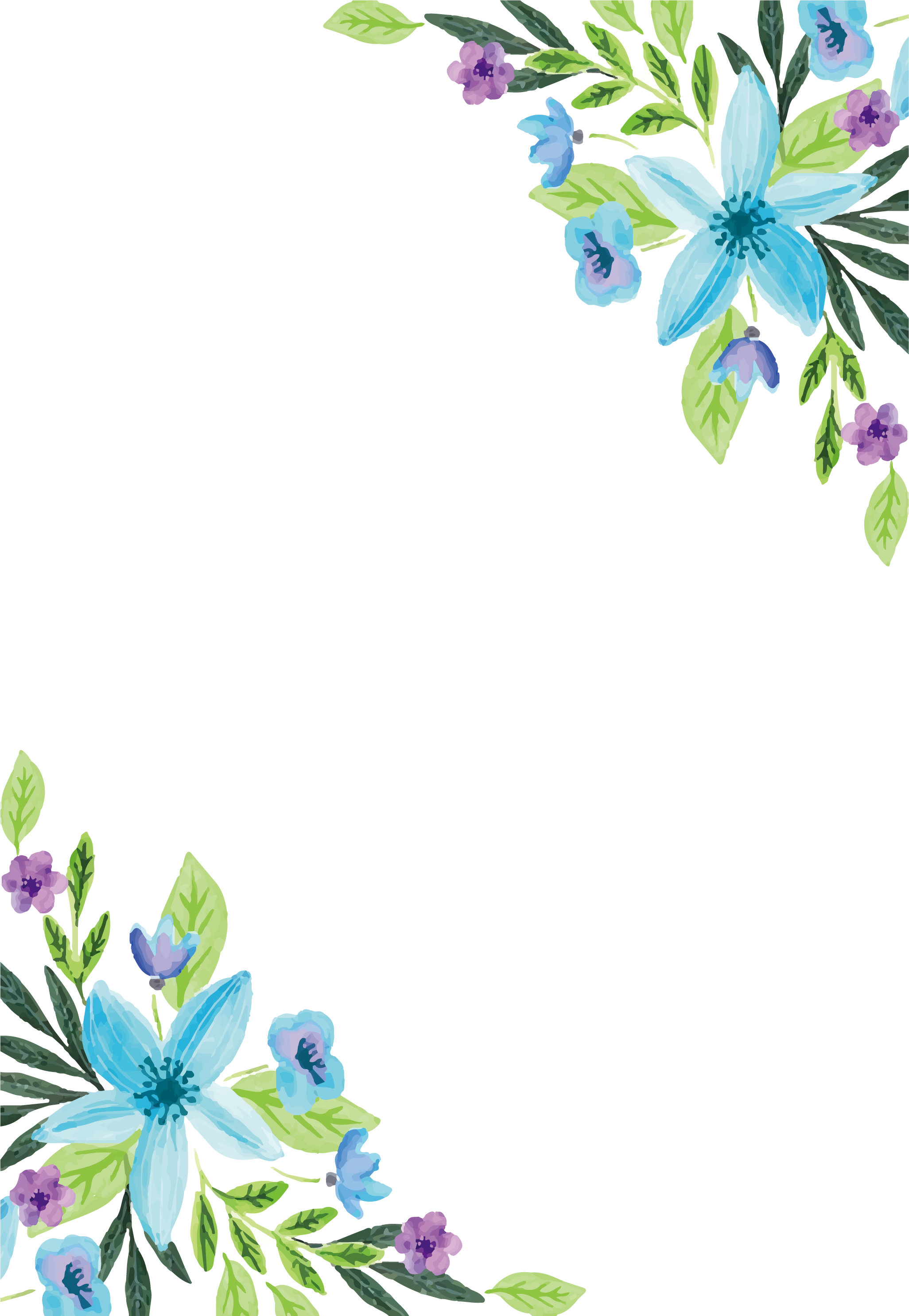 Download Blue Water Flower Color Border Watercolor Design HQ PNG Image |  FreePNGImg