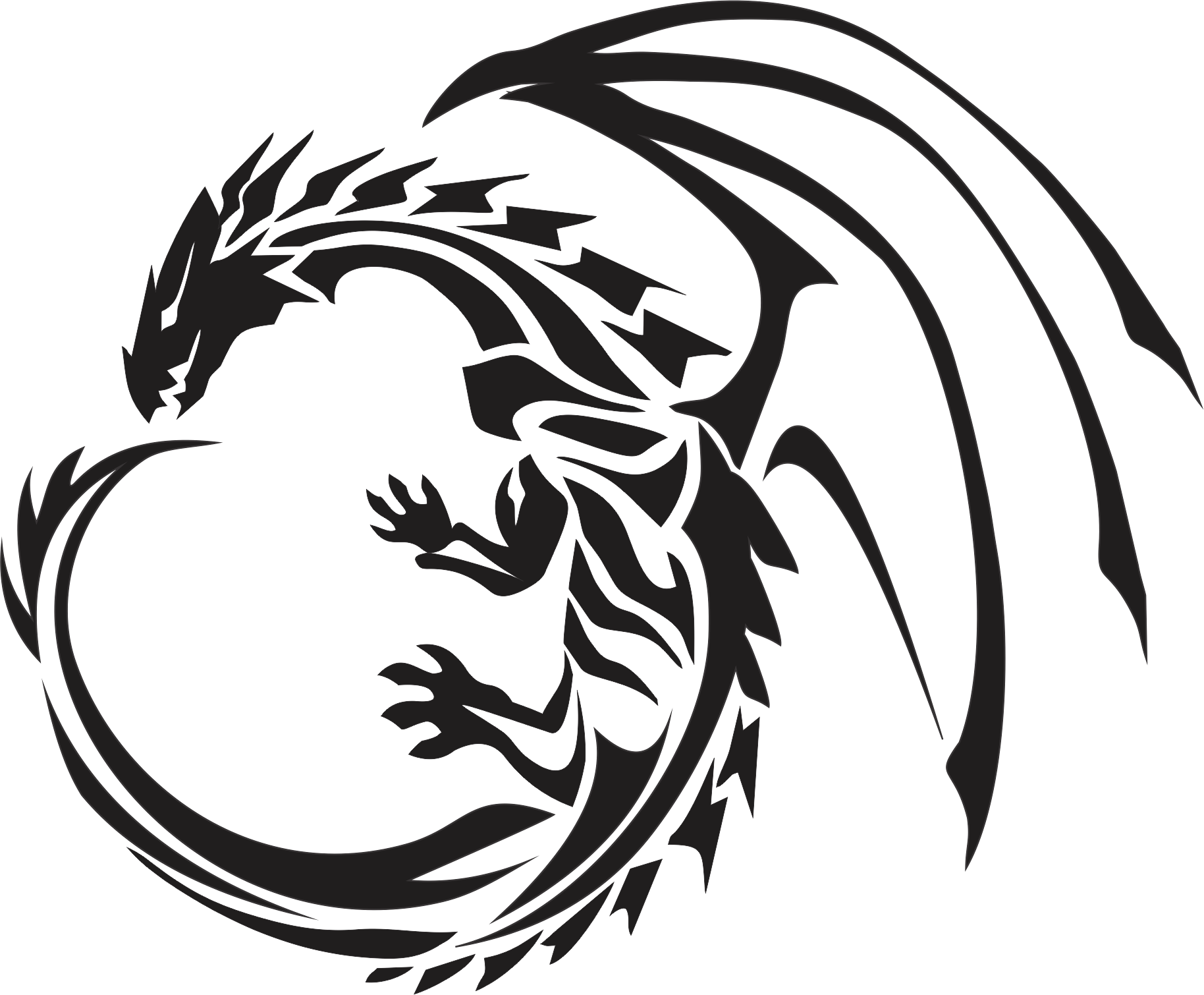 Dragon Tattoo Design - White background - PNG File Download High Resolution