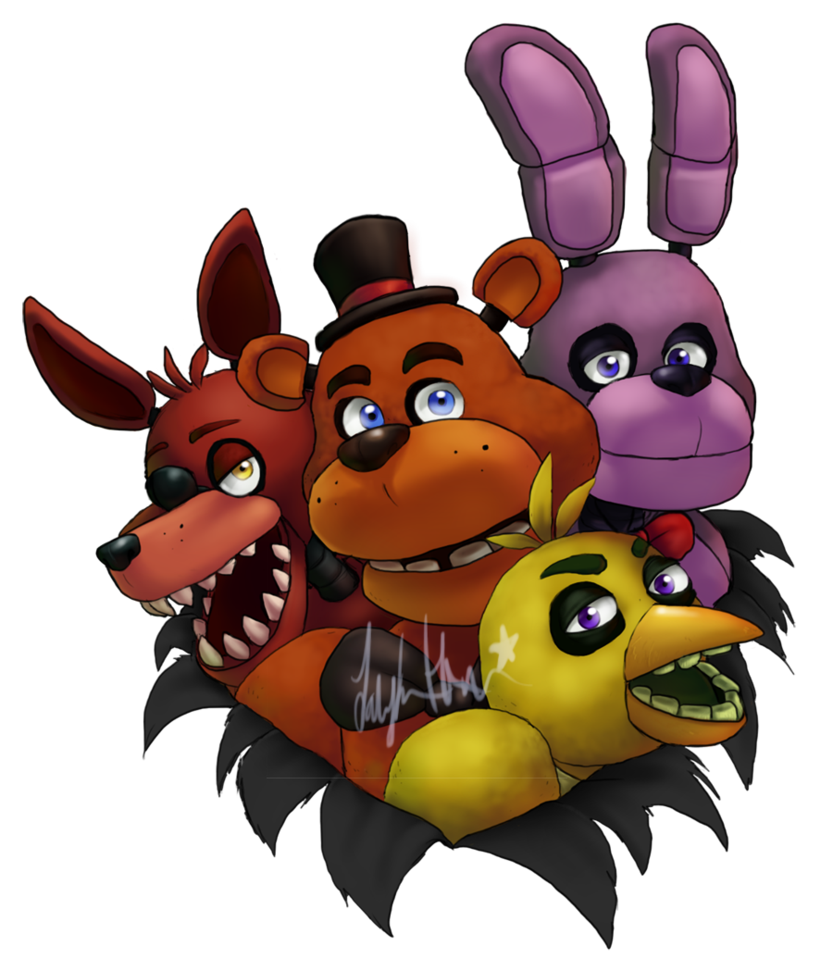 Fnaf Rockstar animatronics group_ transparent background PNG