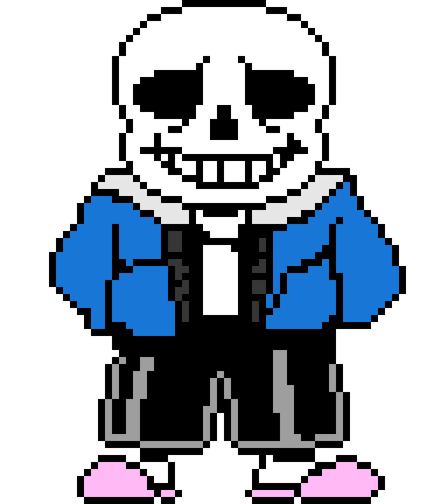 Download Sans standing in a pixelated landscape