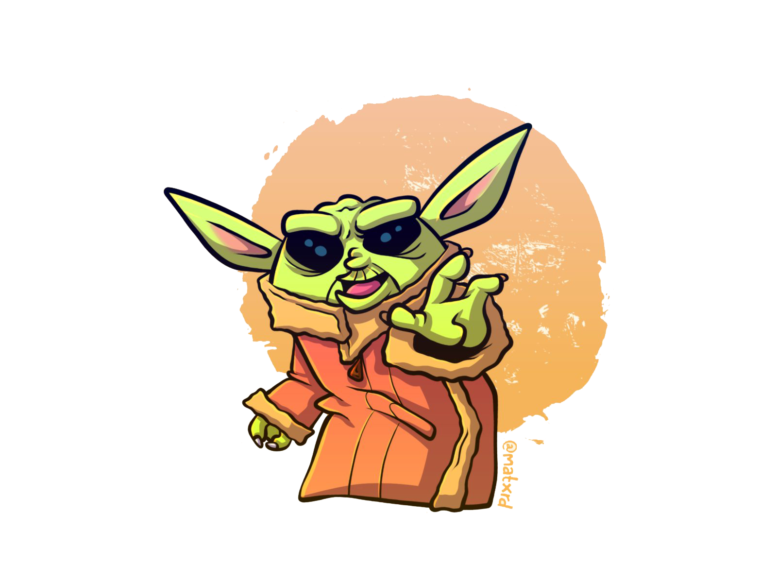 Download Adorable Baby Yoda Cartoon Wallpaper