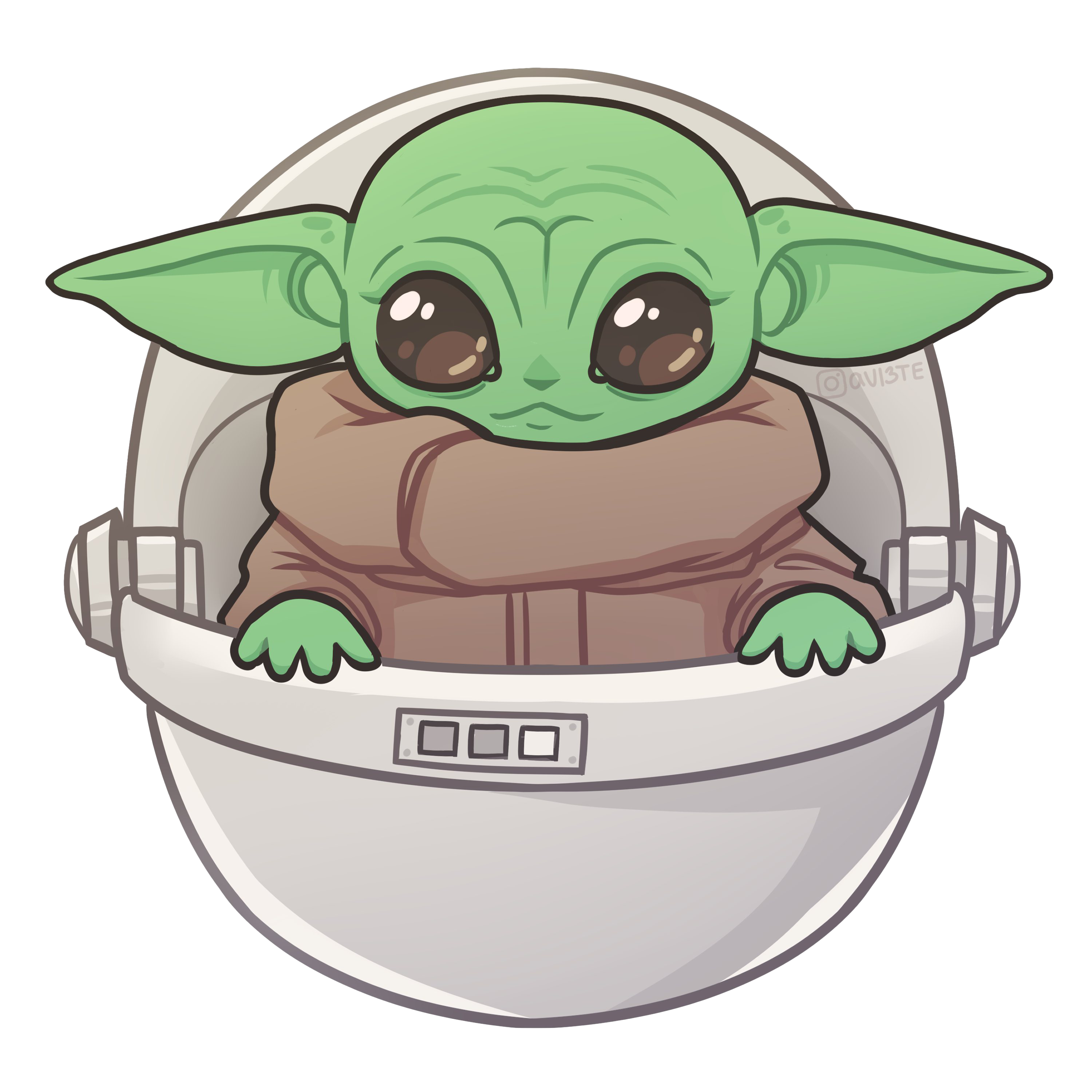 Download Adorable Baby Yoda Cartoon Wallpaper