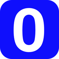 Blue square number 0 PNG