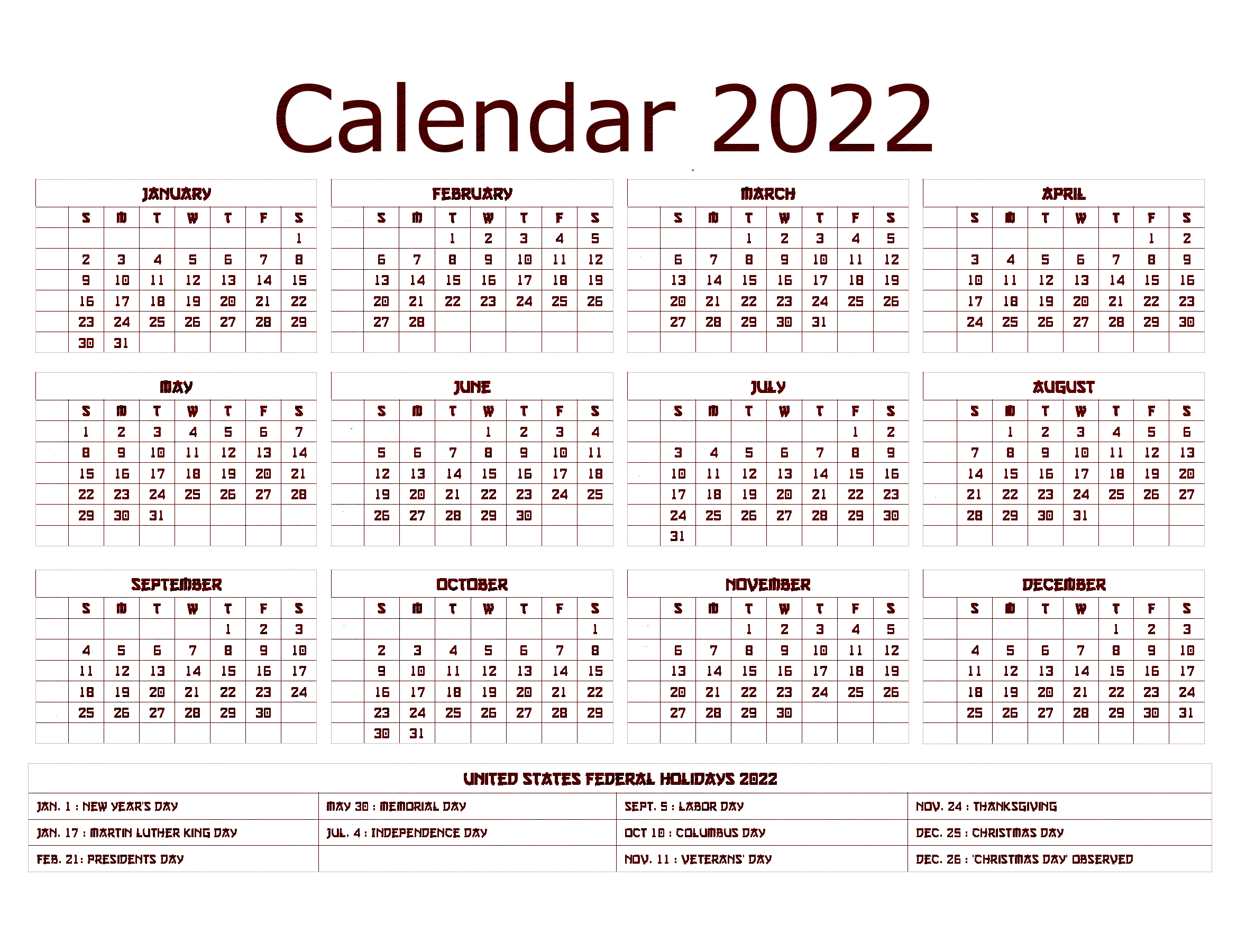 Calendar 2022 Year Free PNG HQ PNG Image