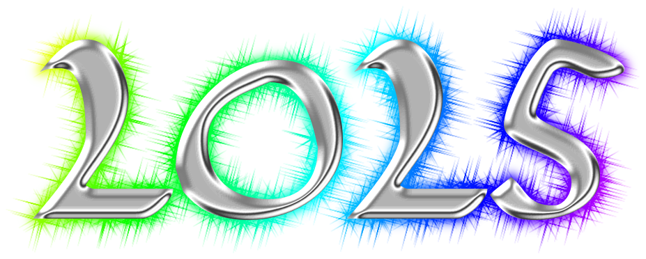 Happy New Year 2025 Glistening Style Transparent PNG Image