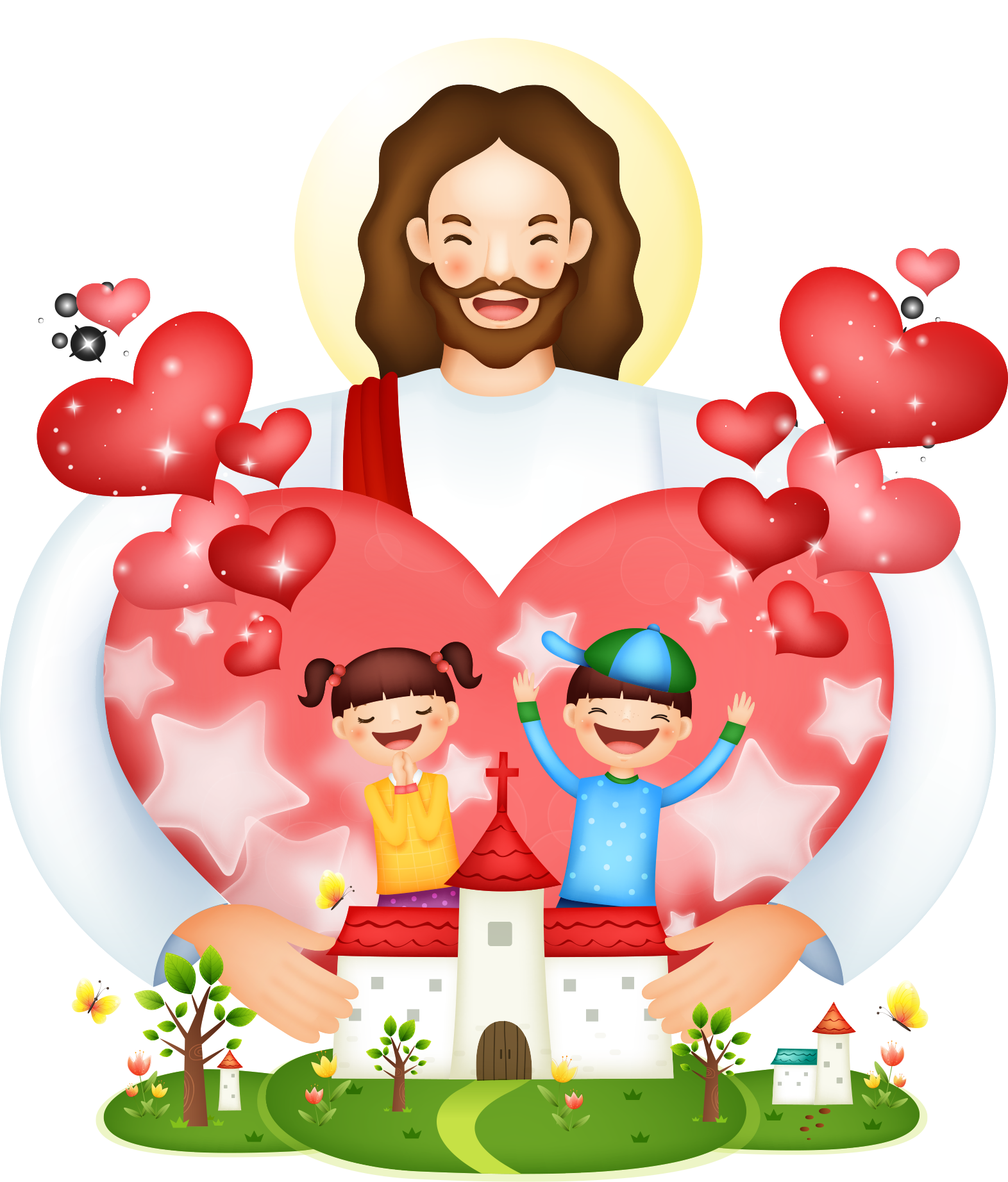 Of Illustration Jesus Protection Child Christianity PNG Image