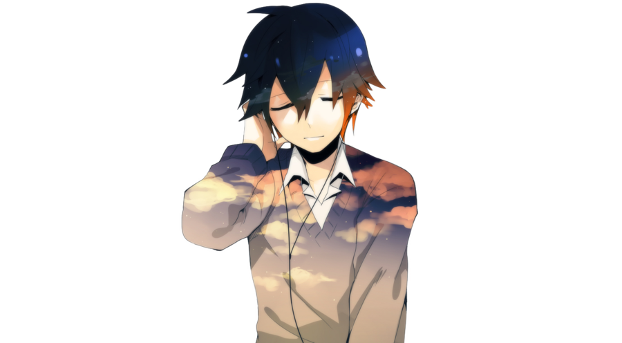 Anime boy with blue hair PNG - wide 9