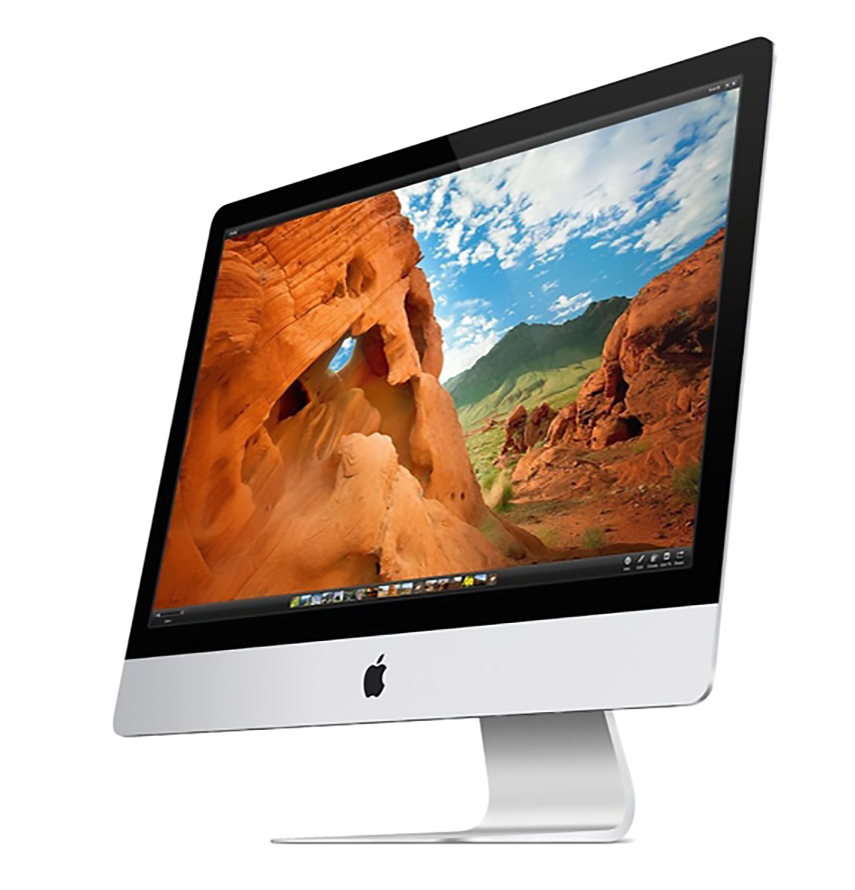 macbook pro on monitor with apple tcv