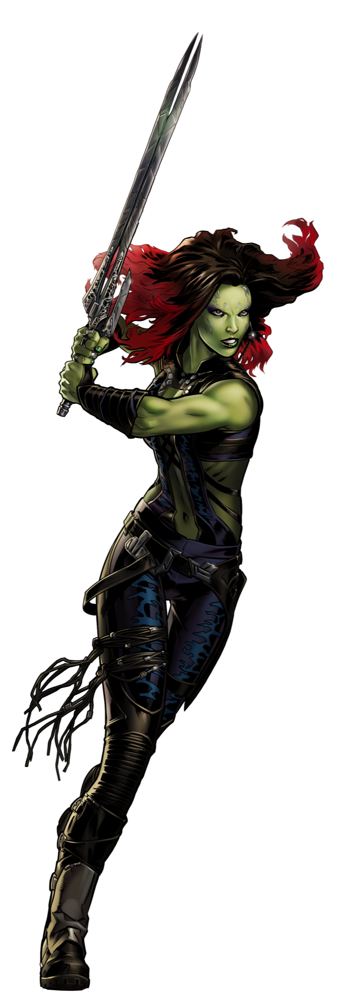 Alliance Figure Character Fictional Black Gamora Action PNG Image