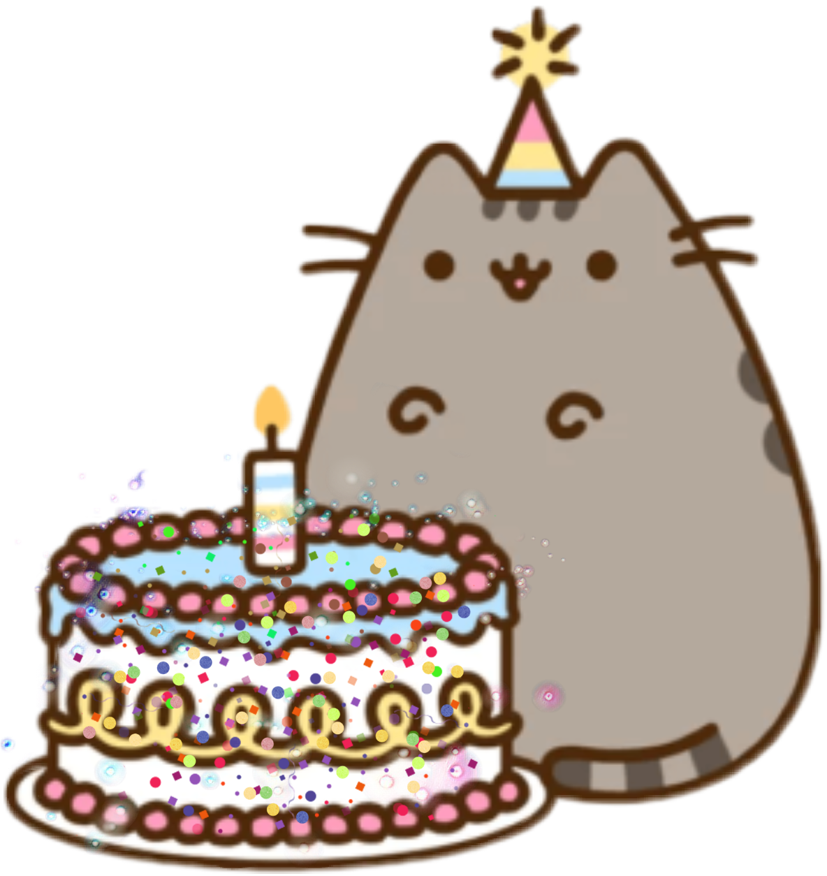Pusheen Cat To Birthday Cake You Happy PNG Image