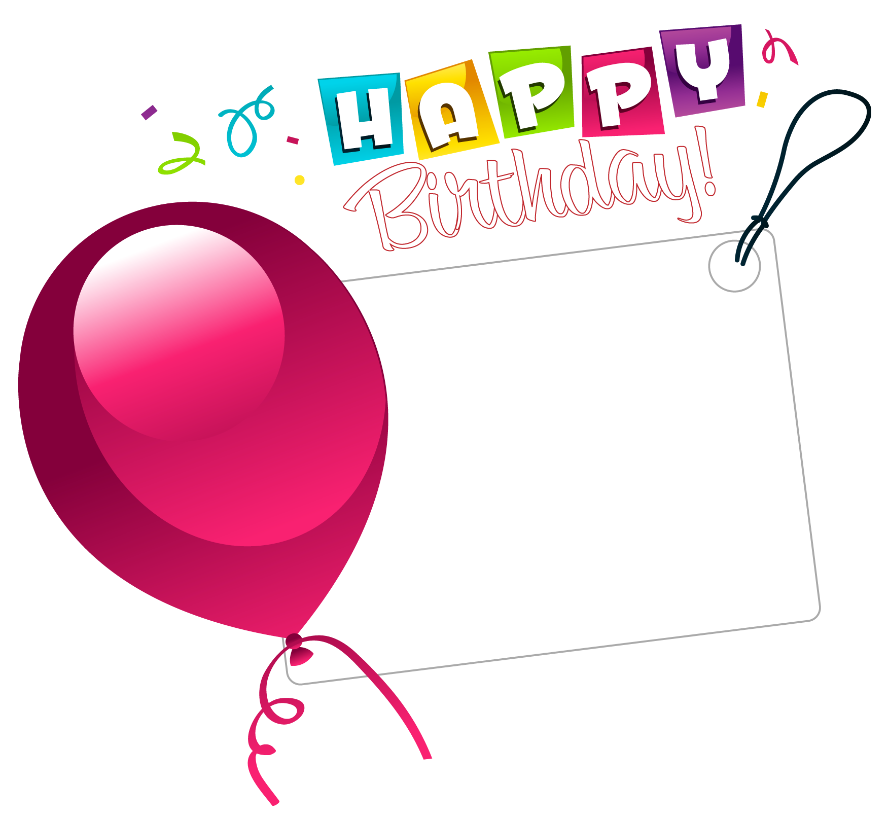 Pink Wish Sticker Balloon Birthday With Transparent PNG Image