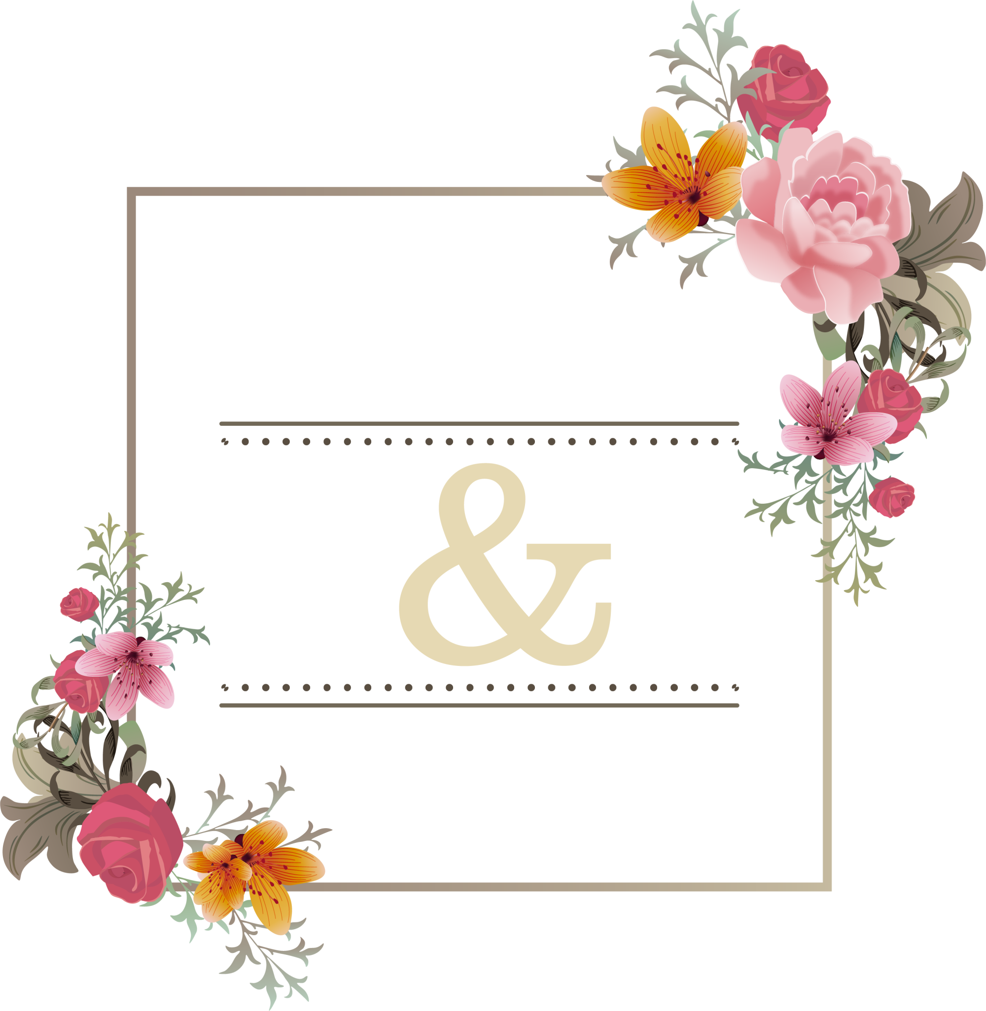 Pink Flower E-Card Wedding Greeting Get-Well Invitation PNG Image