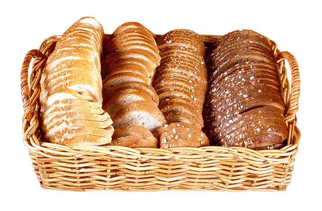 Multi Slices Wicker Grain Basket Bread PNG Image