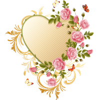 Butterfly Heart Flower Rose Pink Border PNG