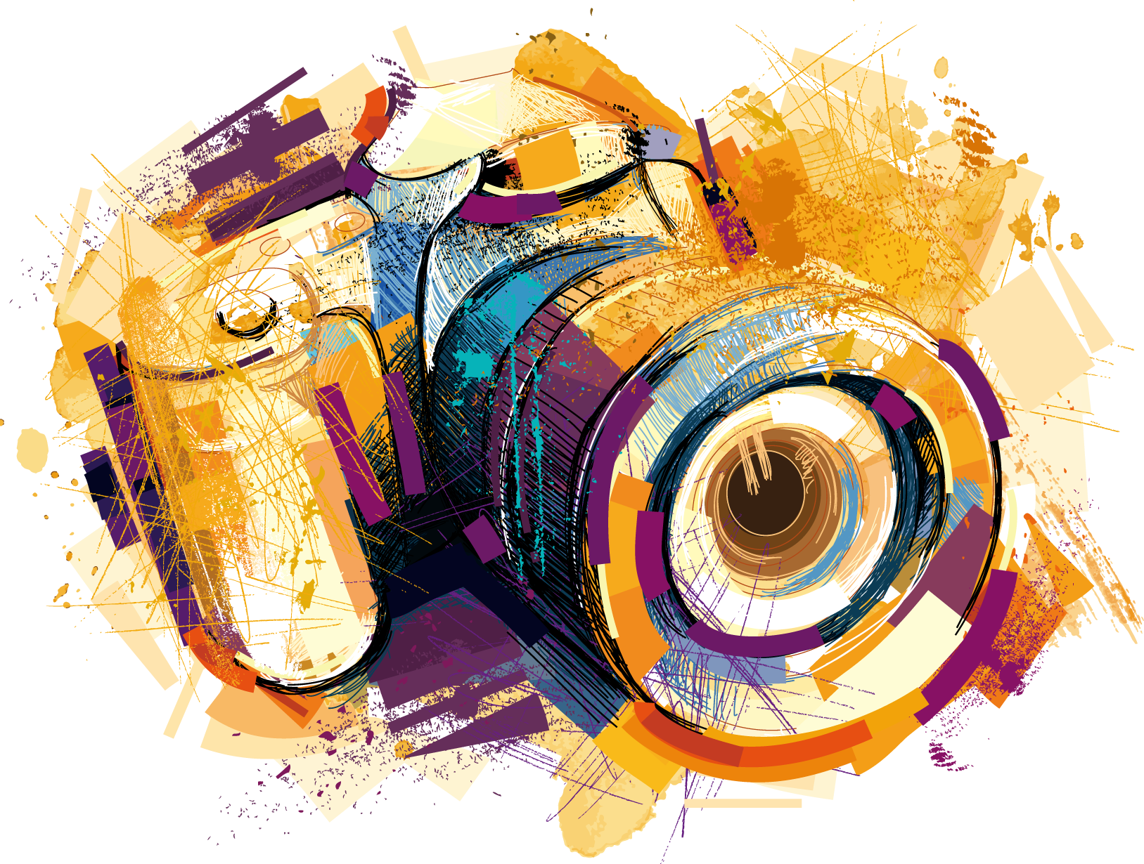 Camera Photography Watercolor Vector Effects Drawing PNG Image