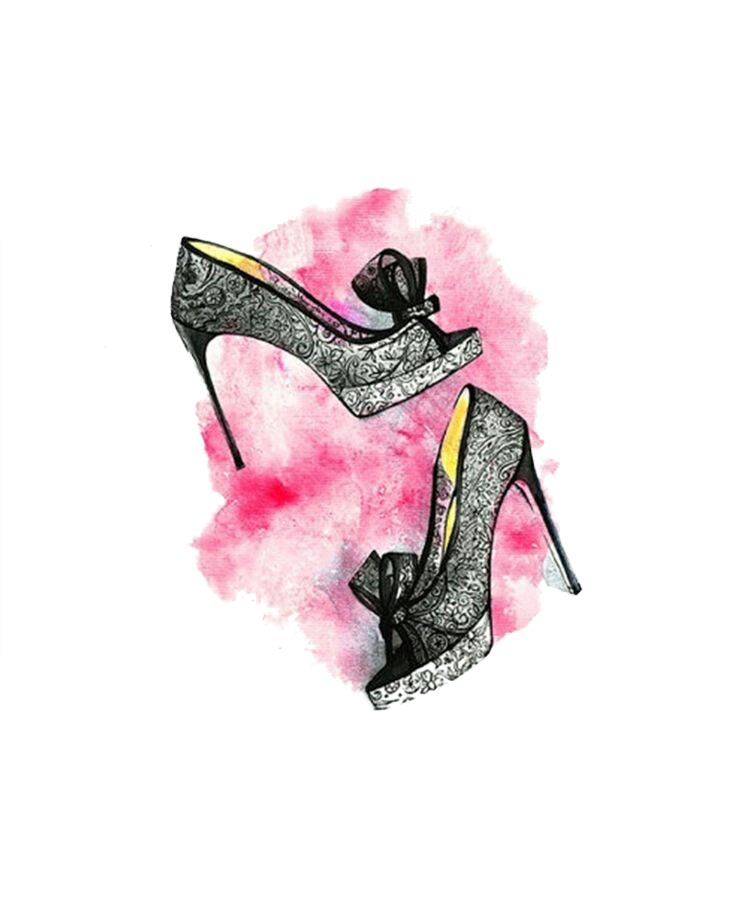 High Court Lace Chanel Watercolor Shoe Heels PNG Image