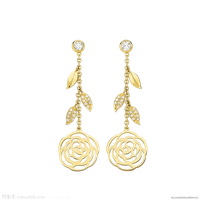 Gold Jewellery Camellia Bracelet Japanese Earring Chanel PNG