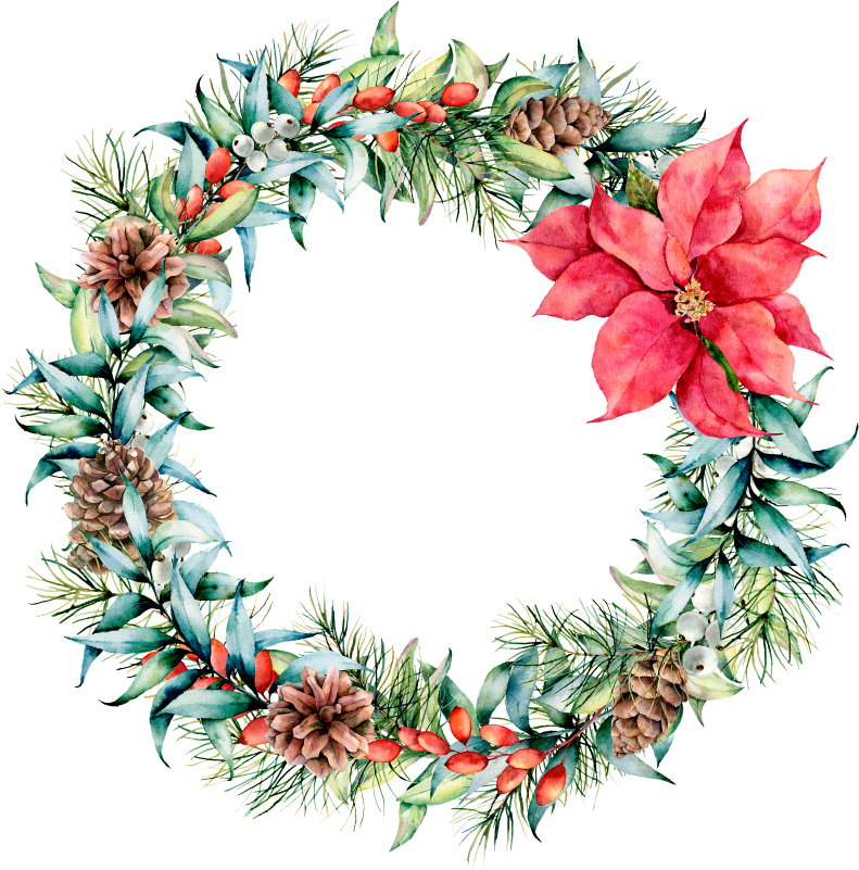 Watercolor Picture Wreath Christmas Free Download Image PNG Image
