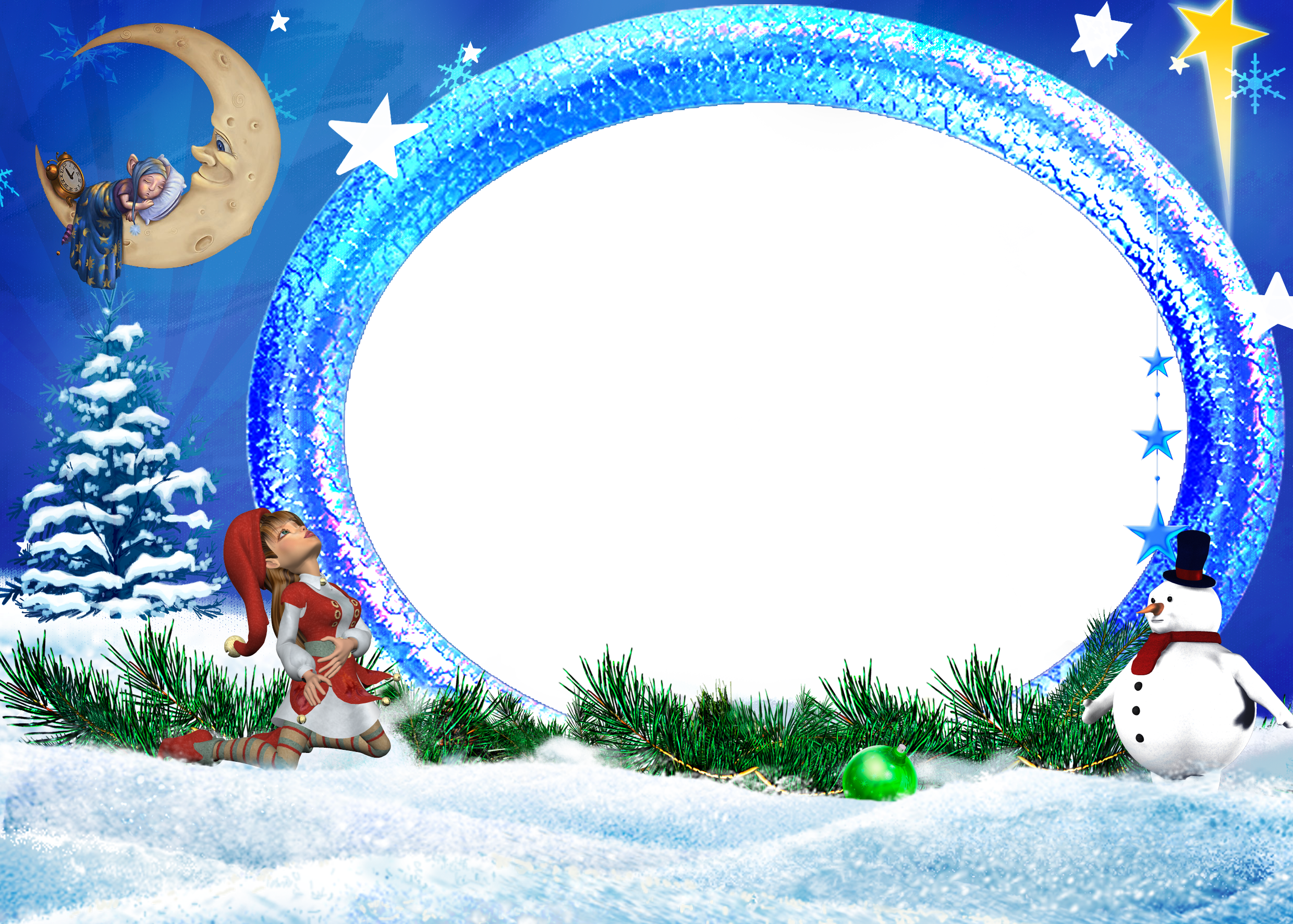 Blue Picture Frame Christmas Free Clipart HQ PNG Image