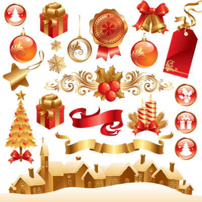 Christmas Elements Transparent Background PNG Image
