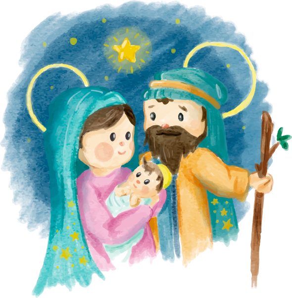 Manger Christmas Watercolor Of Scene Jesus Nativity PNG Image