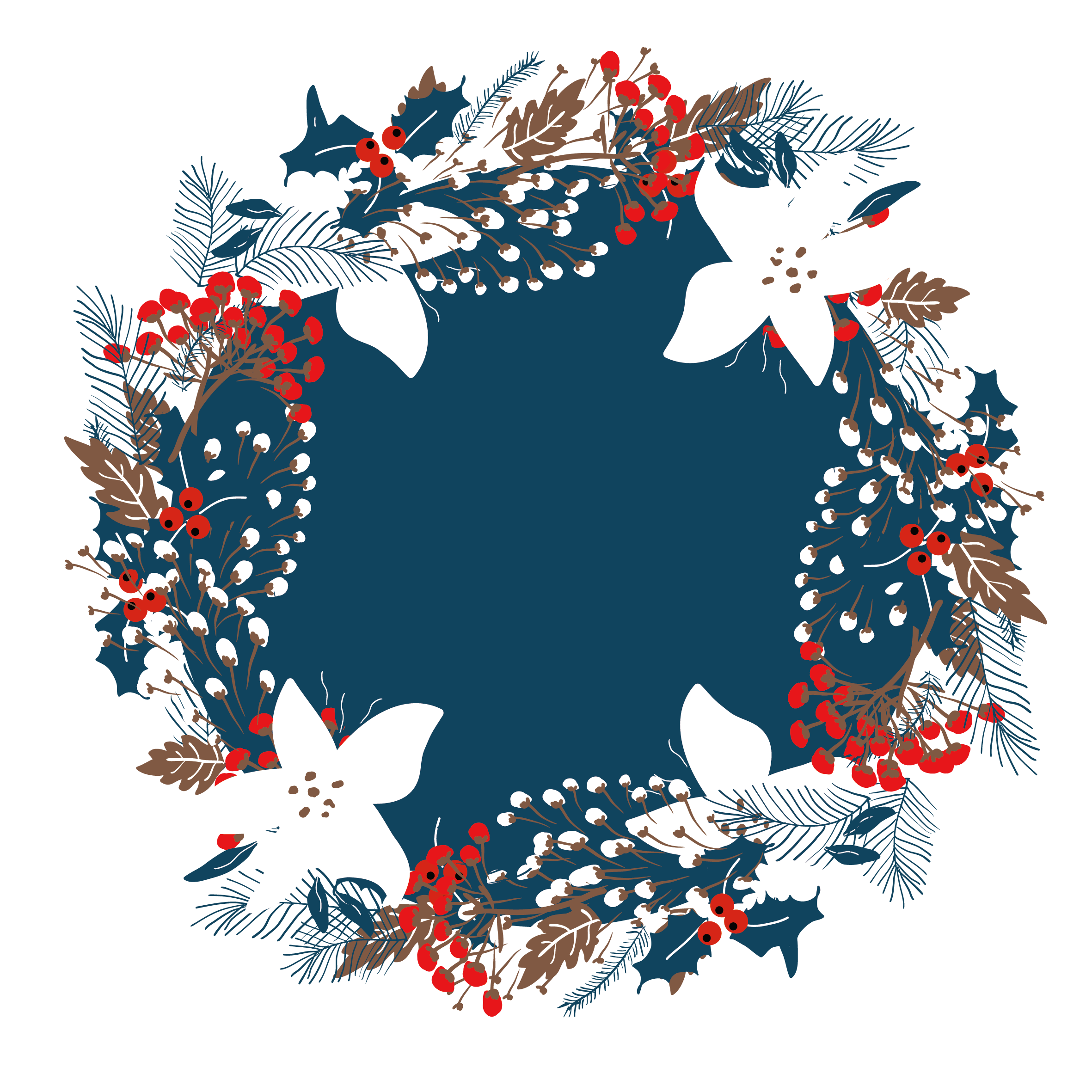 Beautiful Wreath Illustration Vector Border Christmas PNG Image