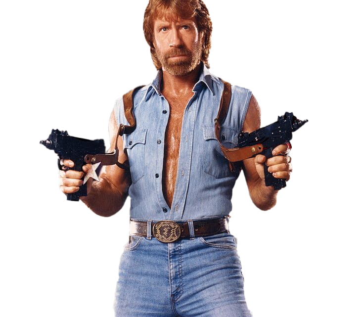 Picture of Chuck Norris holding machine guns