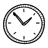 Wall Drawn Hand Black Clock PNG
