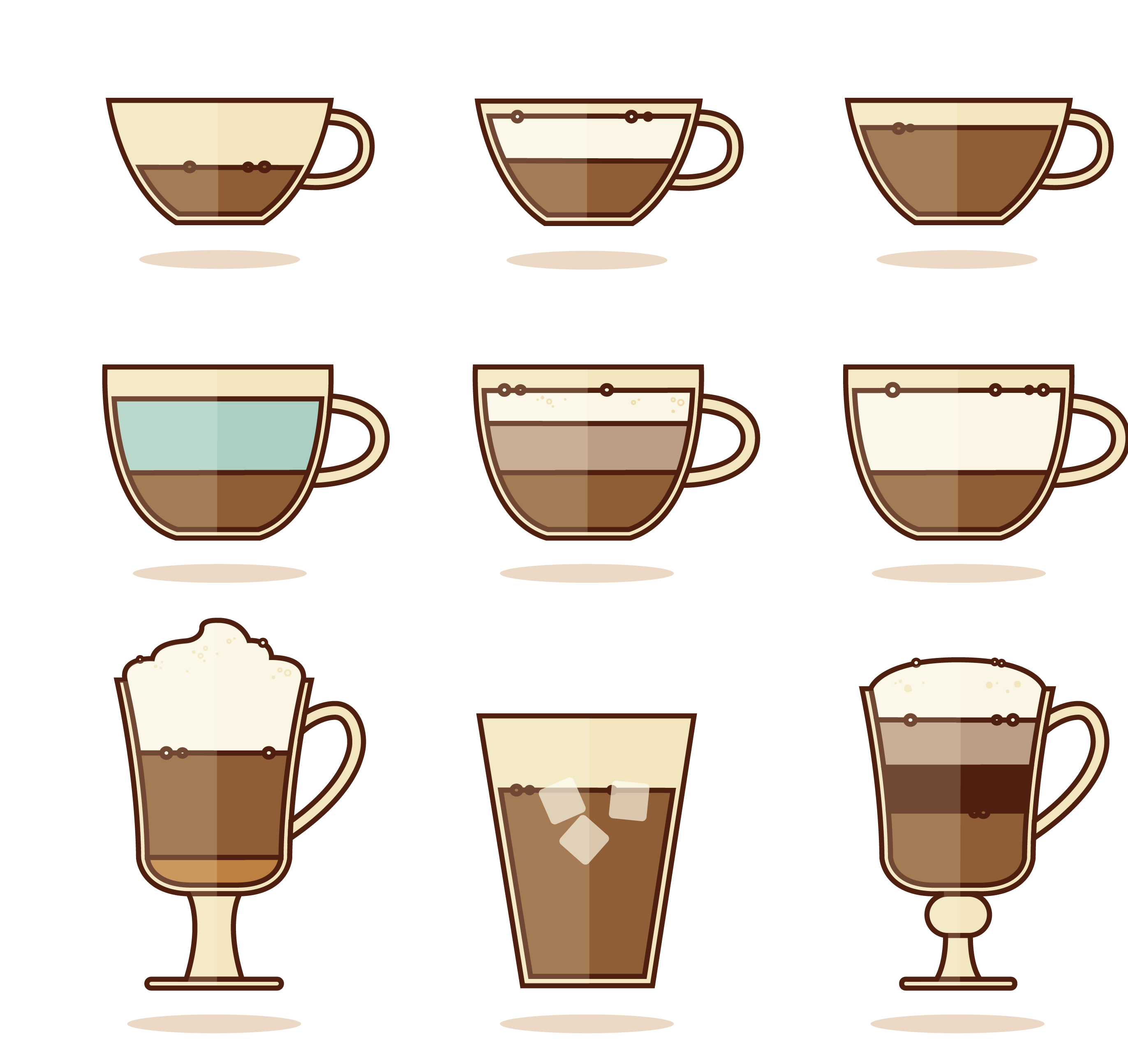 Coffee Mugs Cup Tea Iced Espresso Vector PNG Image