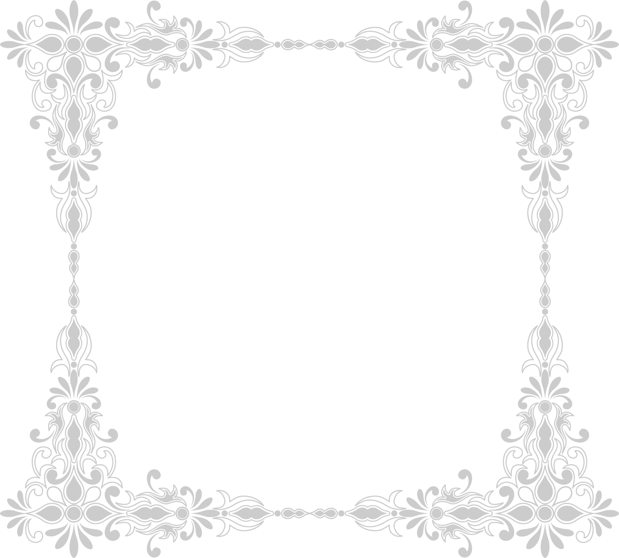 Flower Area Pattern Frame Grey Black White PNG Image