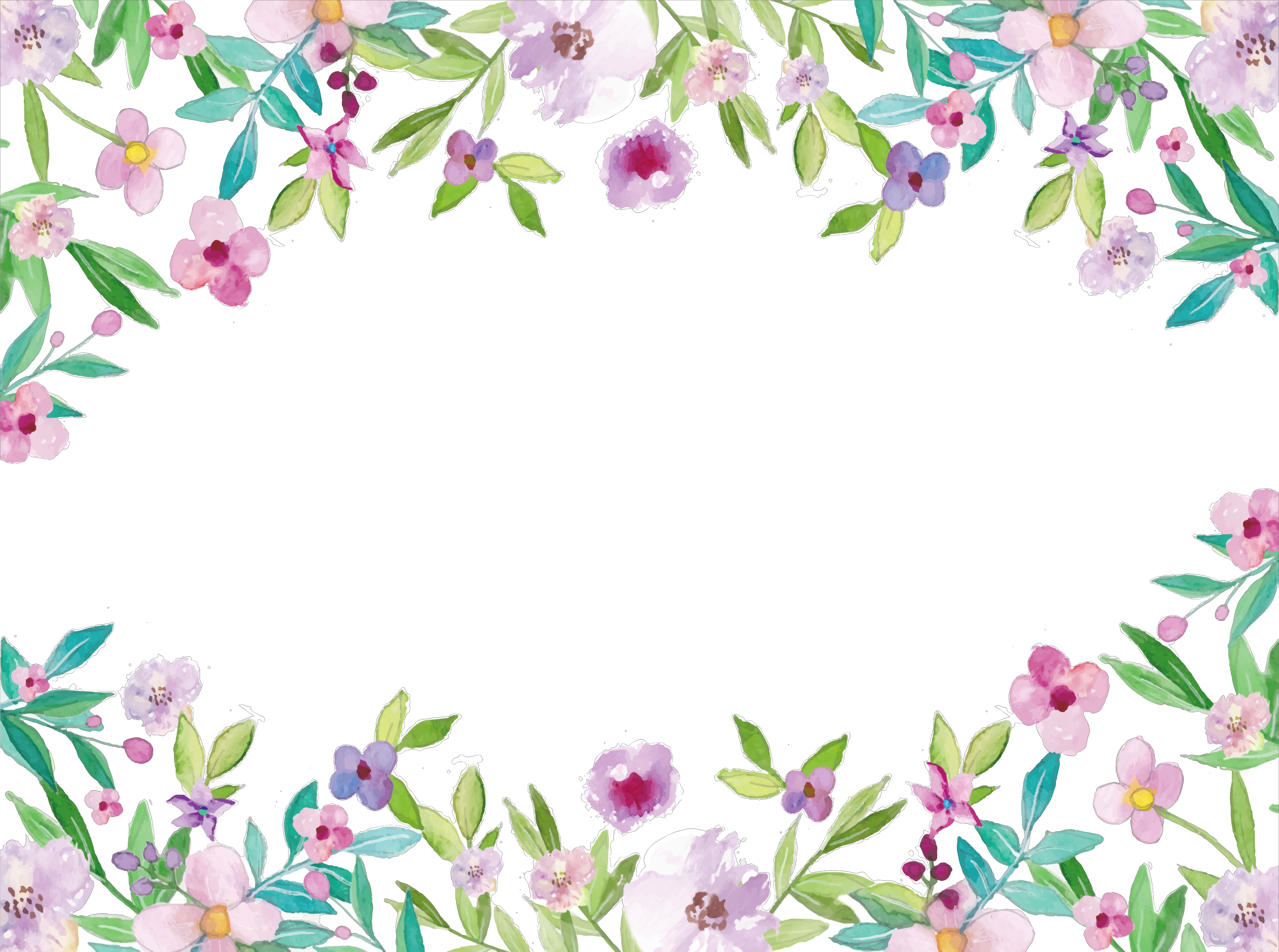 Watercolor Floral Frame Flower Picture PNG Image