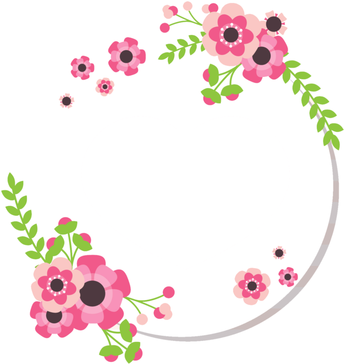 Pink Floral Circle Border Photos Transparent PNG Image