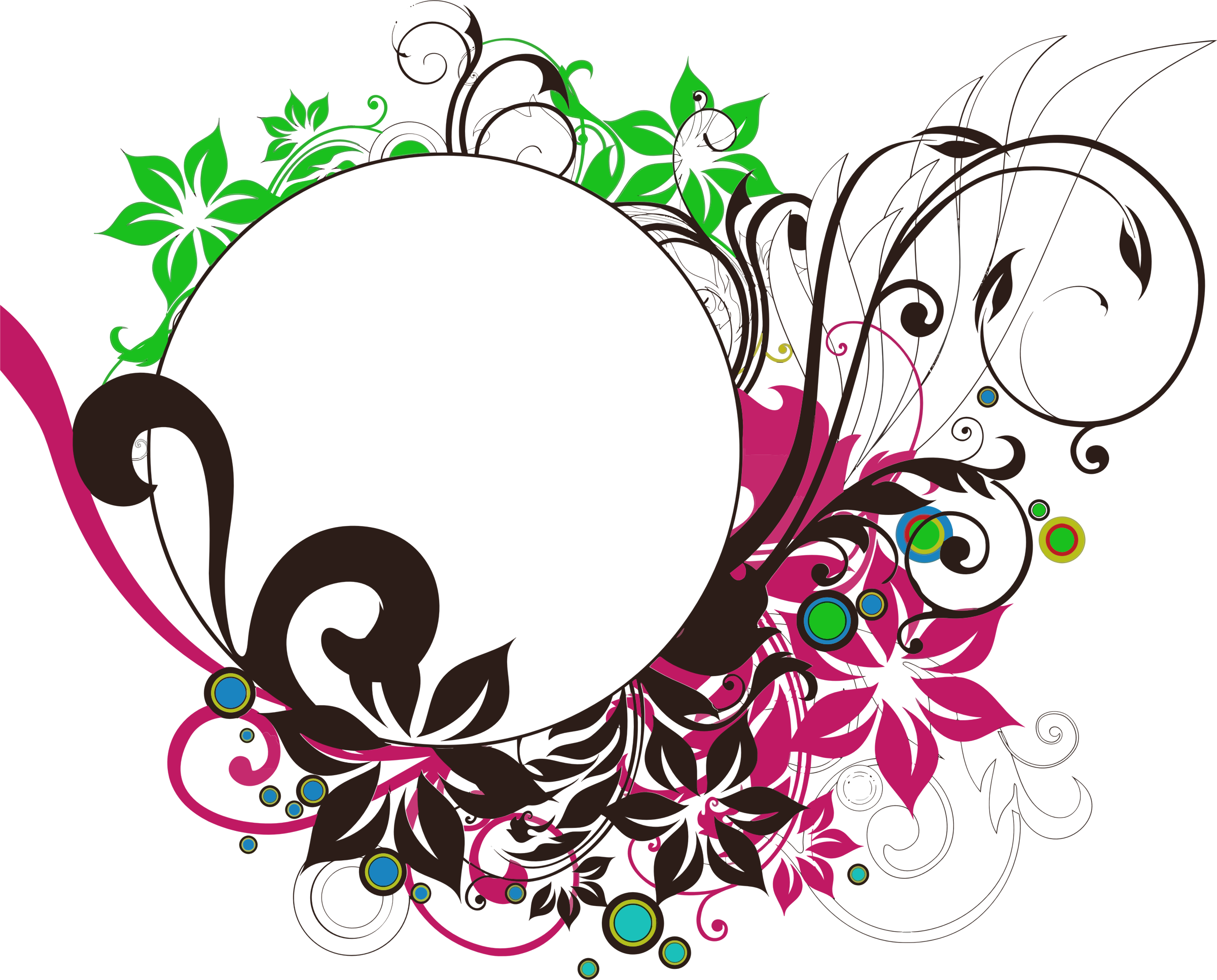 Floral Round Frame Photo PNG Image